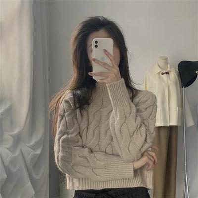 暖打底衫女可外穿冬高级感内搭宽松港味复古chic小个子短款毛衣女