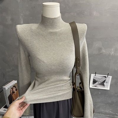 高领打底衫女高端轻奢高级感半高领修身毛衣女打底衫秋冬长袖新款