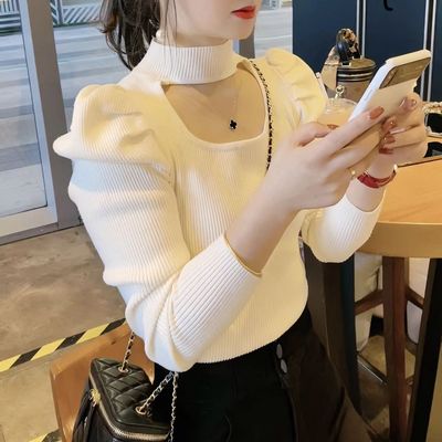 暖打底衫女可外穿冬高级感内搭设计感小众高级挂脖毛衣女法式内搭