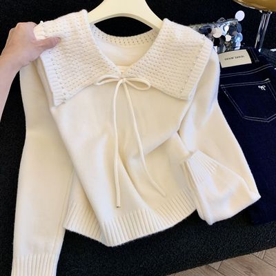 打底衣女内搭高级感可外穿时尚洋气法式重工珍珠娃娃领毛衣女2025