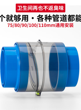 卫生间止逆阀浴室浴霸排风扇止回阀75/110PVC管道逆止阀防反味阀