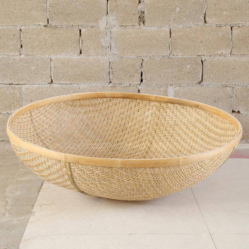 茶叶筐圆形手工竹编篮家用竹筛簸箕茶叶筛竹制工艺品厂家直供