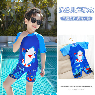 迪佧侬儿童泳衣男童中大童2025年新款 宝宝防晒连体游 男孩速干泳装