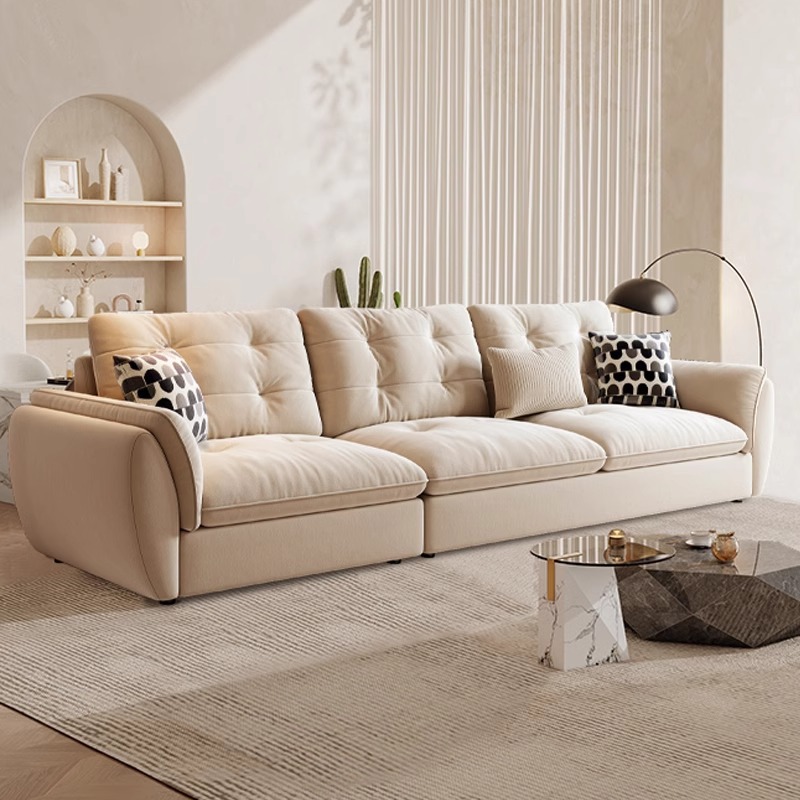 意式极简奶油f风科技布艺沙发客厅小户型简约现代轻奢云朵直排沙
