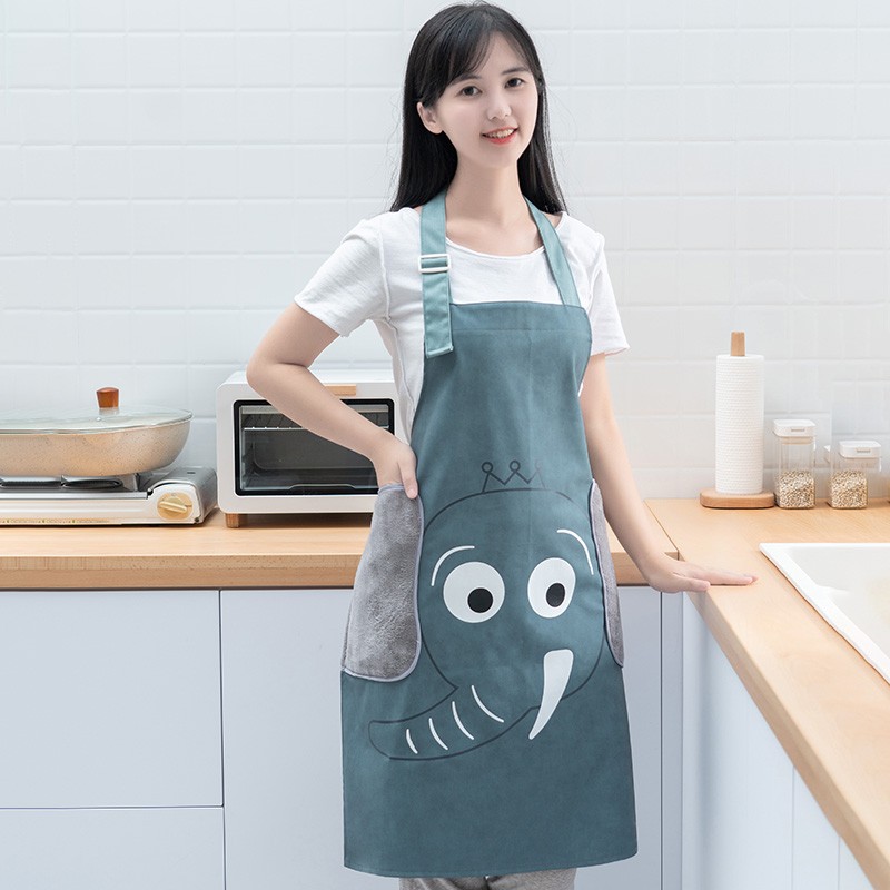 围裙女家用厨f房2021新款时尚pu皮围腰裙防水防油女可爱罩衣工作