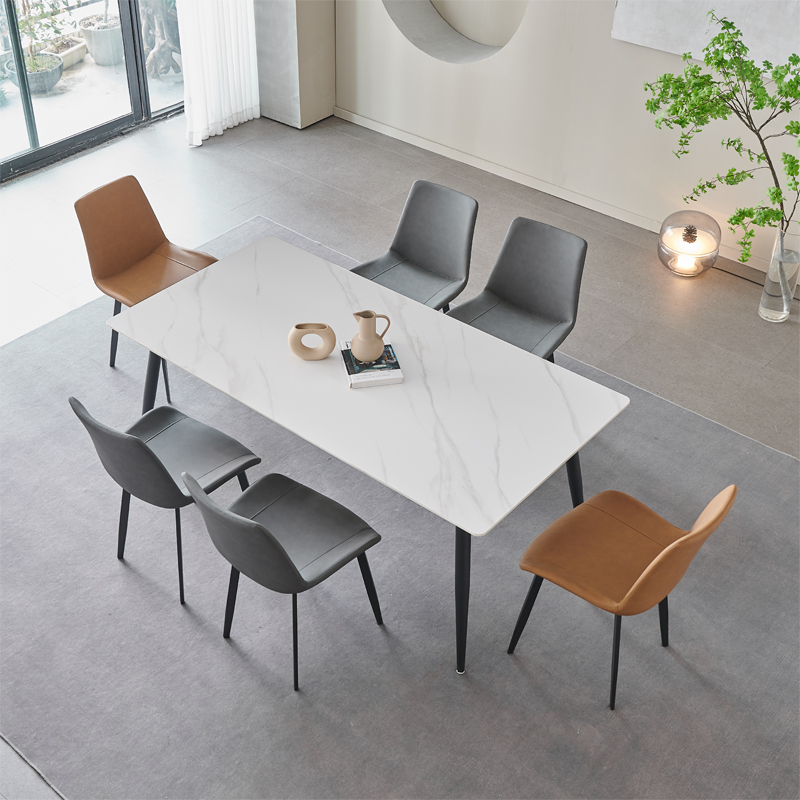 意式轻奢岩板g餐桌椅组合北欧现代简约小户型家用餐桌长方形饭桌
