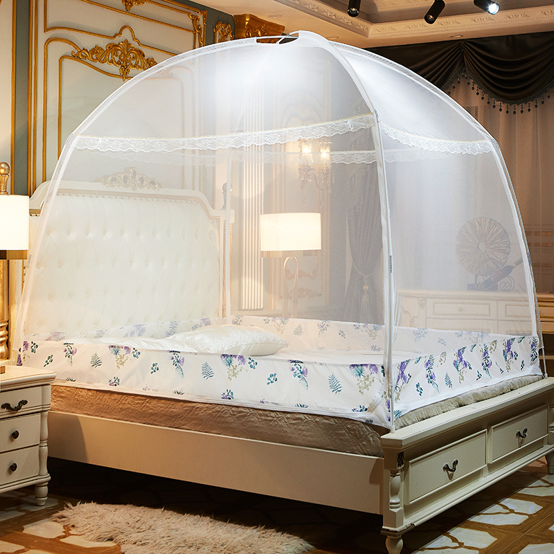 蒙古包蚊帐家用2022年r新款防摔儿童方便拆洗三开门大空间白色夏