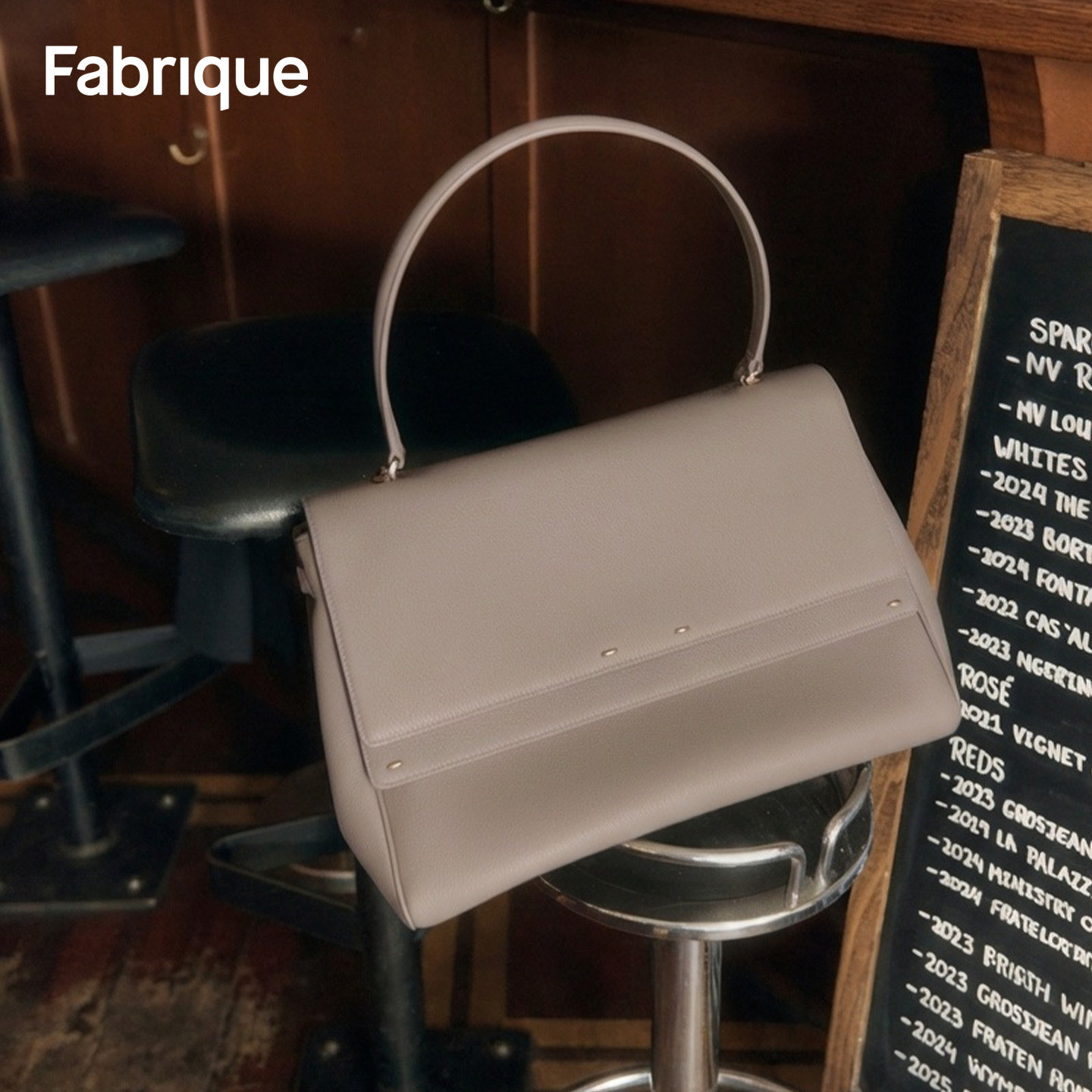 Fabrique 荔枝纹牛皮气质灰色公文包春夏新款单肩手提斜挎双肩包