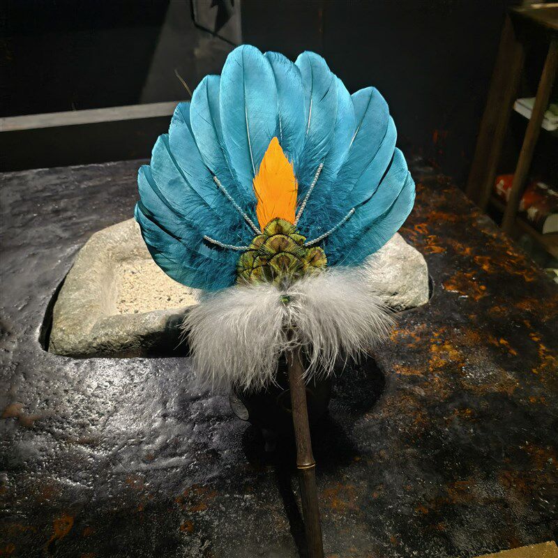 手工艺孔雀羽毛扇子古风r儿童老式孔明诸葛亮羽扇鹅毛夏天扇风摆