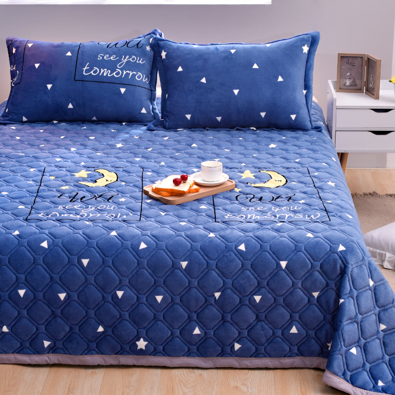 牛奶绒加绒床单单件绒面加厚珊y瑚绒毯床盖毛毛绒被单冬季宿舍单