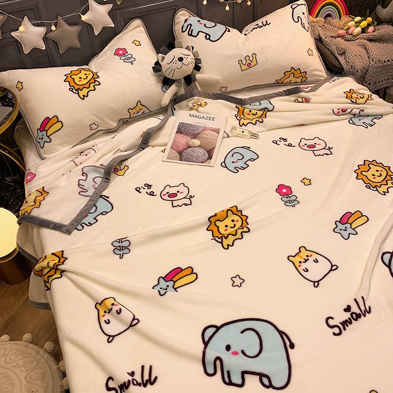 加厚冬季牛奶珊瑚绒毛毯铺床单法兰绒小被子单人R办公室午睡盖毯