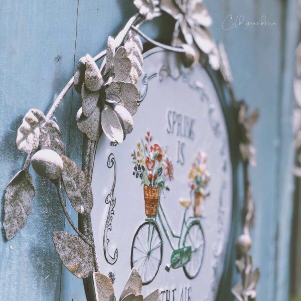 森得源铁艺花环组合装饰墙面饰品复古花园壁挂自行车圆形挂件壁饰