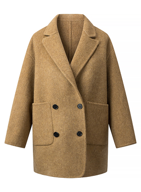【小田专享】短款四粒扣气质时尚百搭宽松韩版羊毛大衣 F69
