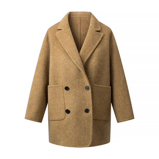 【小田专享】短款四粒扣气质时尚百搭宽松韩版羊毛大衣F69