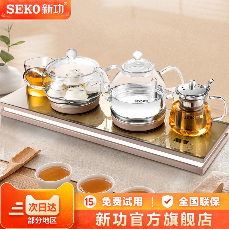 新功底部自动上水电热水壶家用玻璃烧水壶办公室电茶T炉电水壶W12