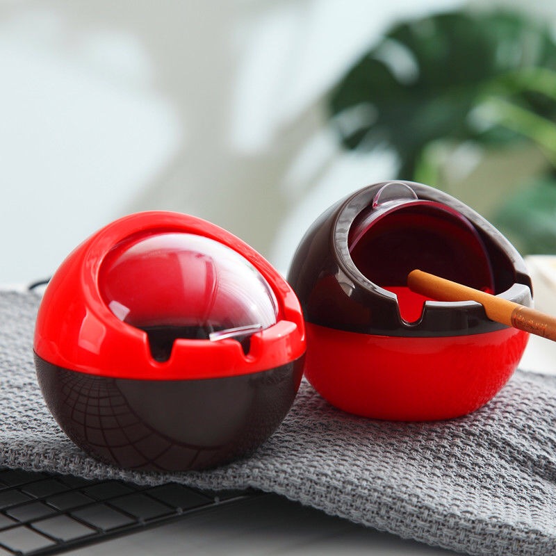 潮流个性创意烟灰缸家用塑料带盖客厅可爱少女密U封烟缸有盖防风