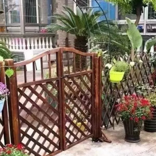 栅栏门防腐木门园艺双开篱笆门菜园院子门木围栏花园门户外木质
