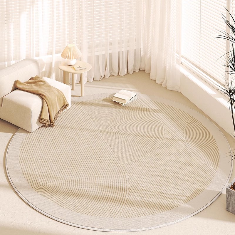圆形地毯a奶油风高级客厅卧室梳妆台衣帽间化妆凳椅子防水地垫阳