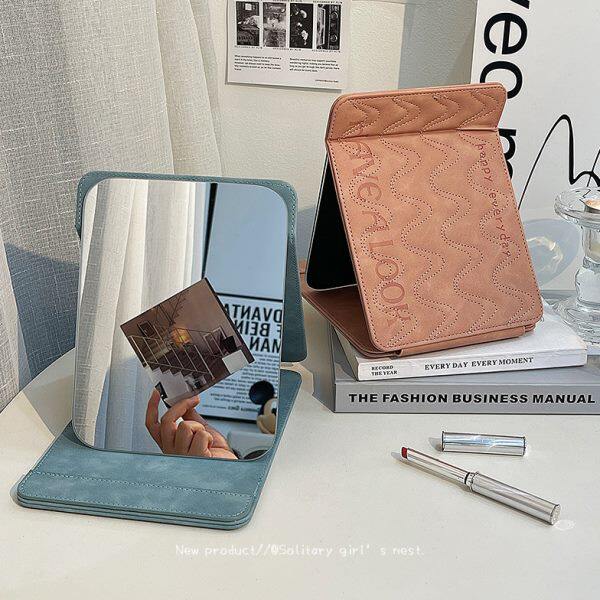 复古镜子化妆镜便携家用女生桌面可立学生宿舍梳妆镜办公室随身镜