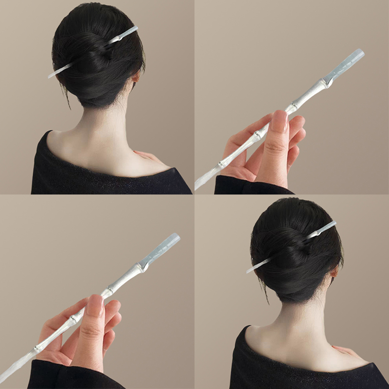 青山无竹古风发簪高级感新中式竹子发H钗簪子盘发玉簪清冷感配饰