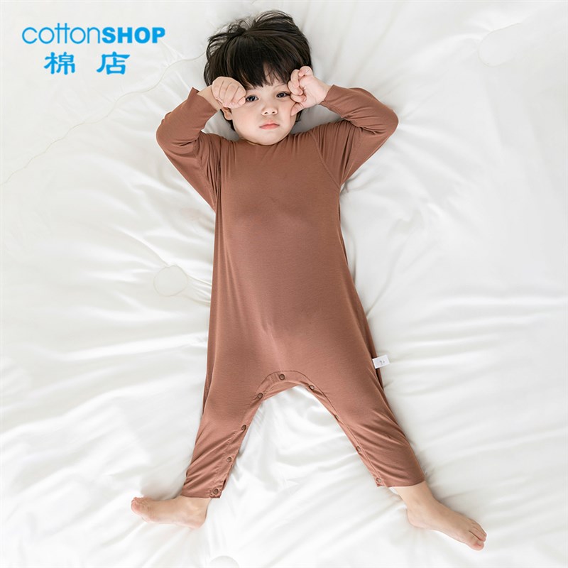 儿童连体睡衣薄款春秋家居服长袖睡袋男女童优可丝睡衣Z空调服春