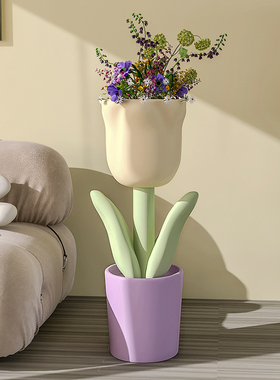 创意郁金香摆件落地大型客厅北欧C电视柜沙发旁网红新房家居装饰