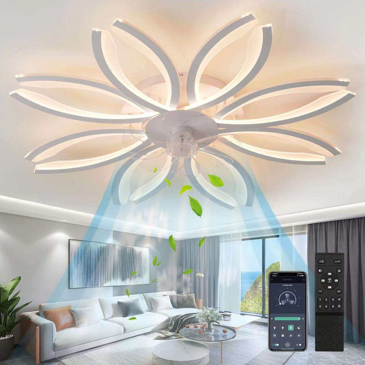 大尺寸LED吸顶风扇灯客厅卧室智能静音大风力电风扇灯具吊扇灯