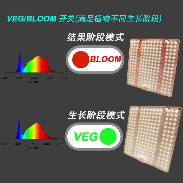LED轻薄量子板植物生长灯足瓦65W 100W宽压室内种植全光谱植物灯