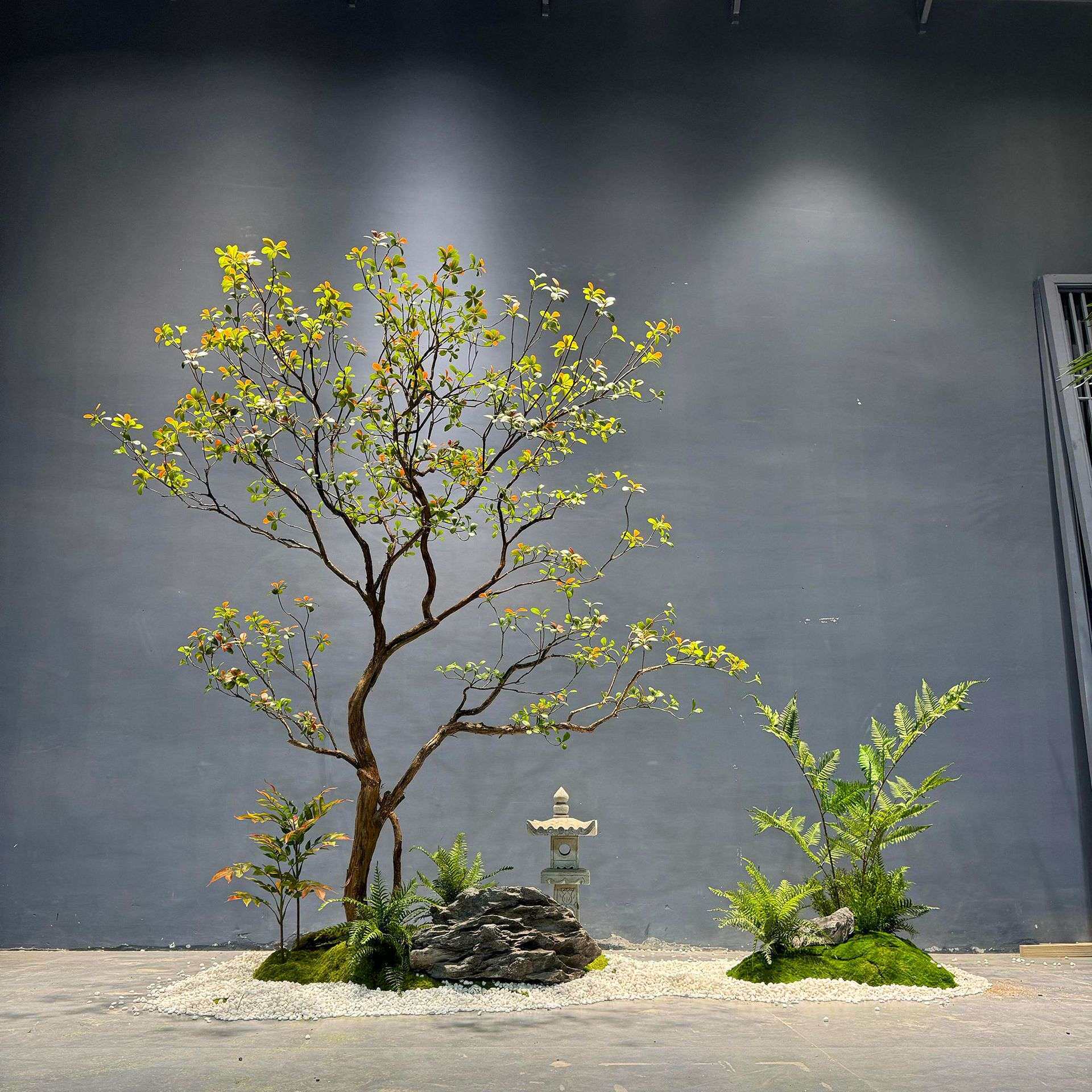 精品海岛春花仿真绿植室内装饰造景落地摆件简约植物中式茶室景观