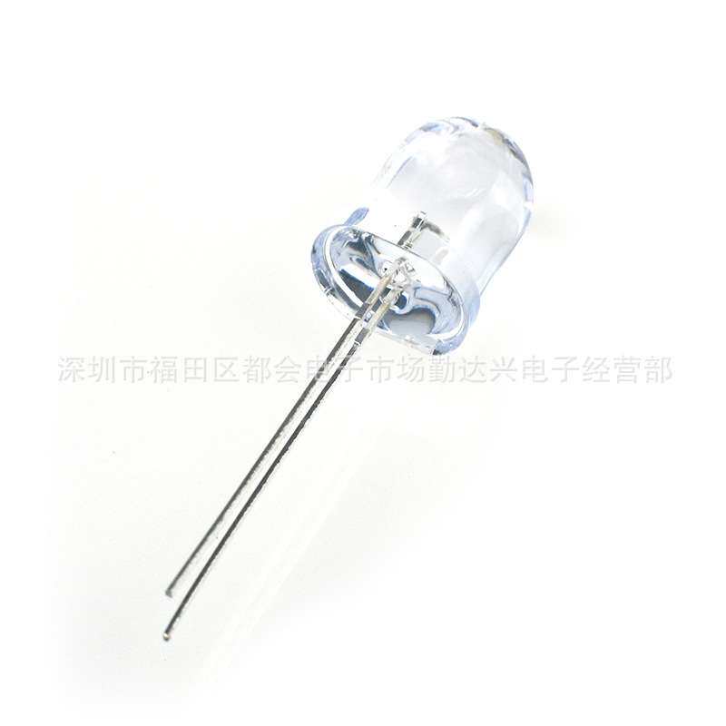 10mm白发紫 圆头 F10紫灯 紫光长脚 395nm 验钞固化灭蚊LED紫外灯