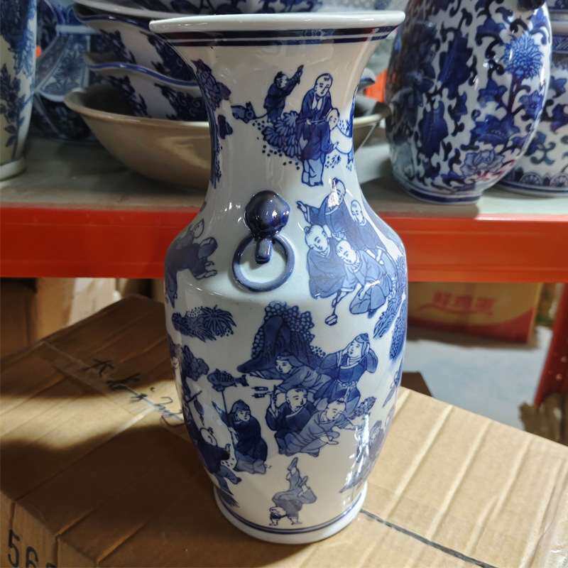 青花瓷器摆件新中式客厅玄关电视柜装饰品陶瓷花瓶