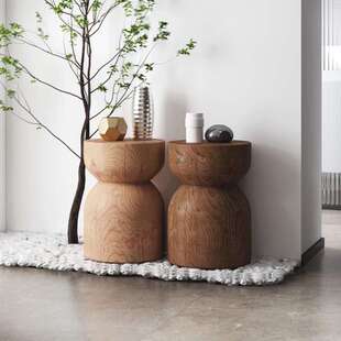 自然原木墩子圆形摆件树墩矮凳树桩酒店床头柜家用椅子异形木墩