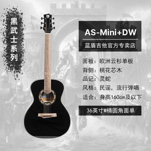 蓝盾Randon吉他中世纪AS/AL系列单板36/41寸民谣初学男女儿童通用