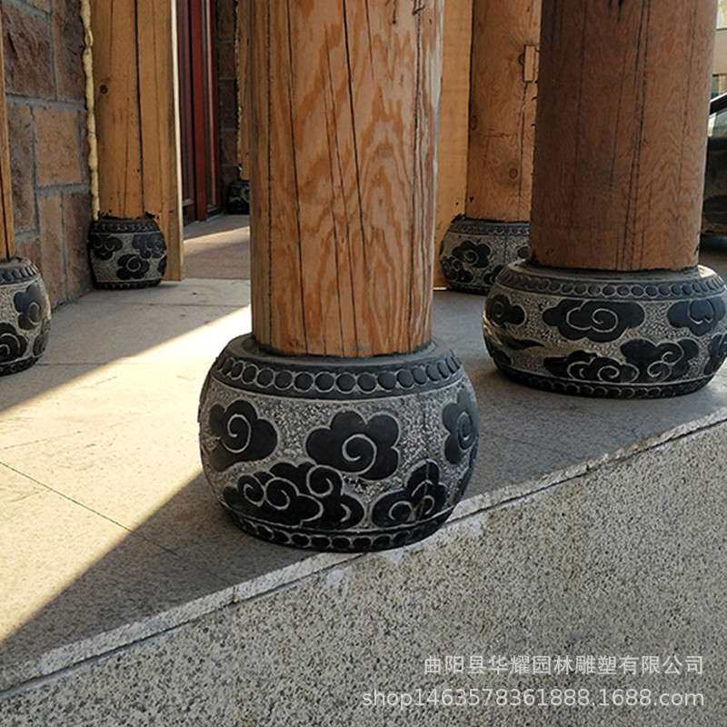 石雕柱墩仿古青石做旧石柱墩古建石头墩子柱基石柱顶石