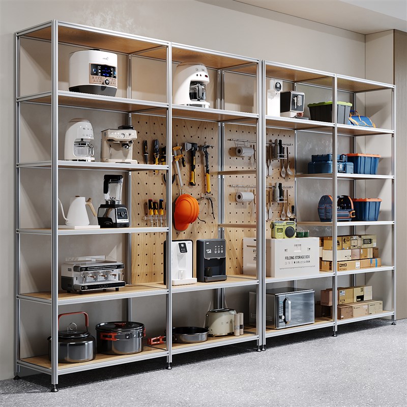 工业风铝型材多层隔板置q物架工具箱展示架货架样品储物收纳柜落