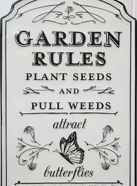 爱上花园丨园艺杂货 墙壁装饰铁皮牌蝴蝶 白色GARDEN RULES壁挂