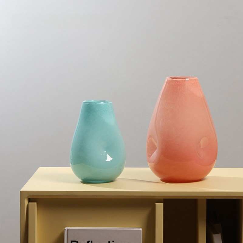 现代简约风彩色春笋不规则按坑水培玻璃花瓶摆件家居软装饰品花