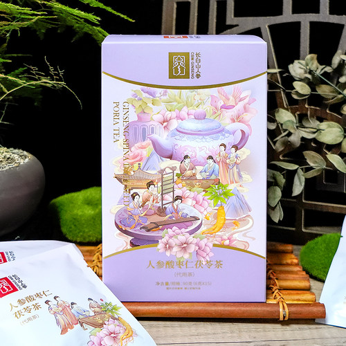 长白山人参酸枣仁茯苓茶90克内含人参酸枣仁桑葚茯苓红玫瑰6克*15