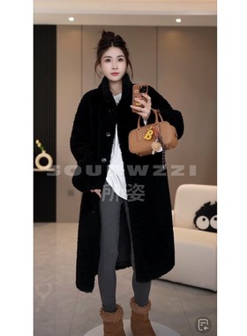 SOURWZZI/所姿新款冬季长款简约时尚休闲女士羊毛外套SZ-25186