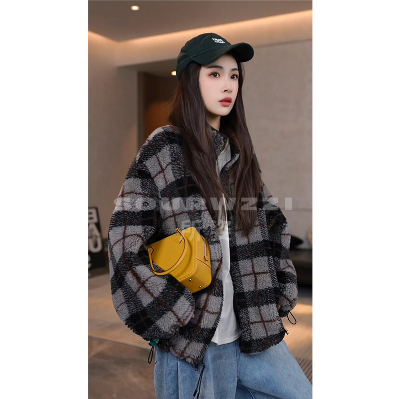 SOURWZZI/所姿100%羊毛冬季撞色格子休闲女士外套SZ-25757,女装/女士精品,短外套,淘宝优惠券,粉丝福利购,淘宝优惠卷