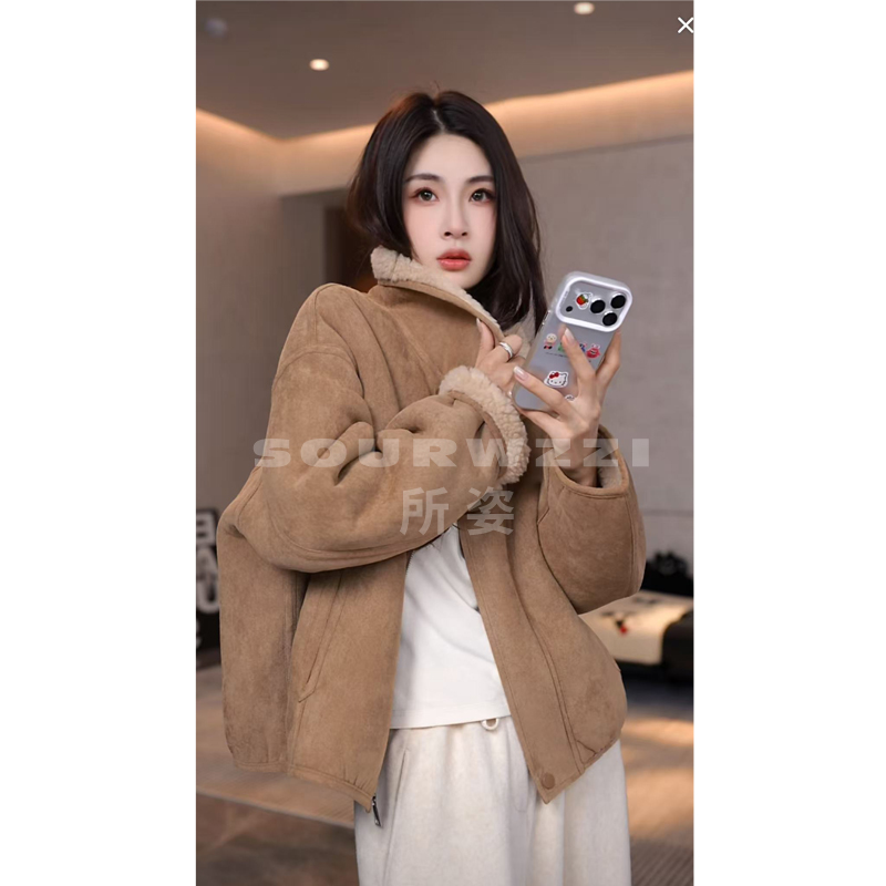 SOURWZZI/所姿新款双面穿冬季休闲轻奢时尚女士羊毛外套SZ-25585
