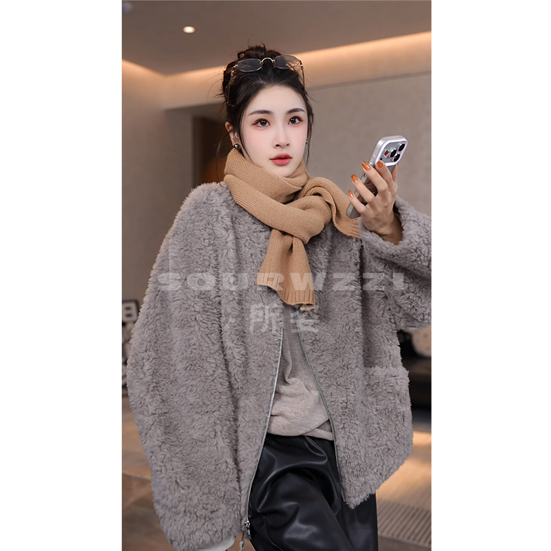 SOURWZZI/所姿新款时尚宽松冬季休闲女士羊毛外套SZ-25660