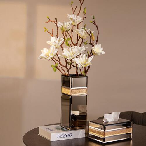 KP花瓶摆件客厅餐桌插花轻奢玻璃干花花器高级感鲜花水培网红水养