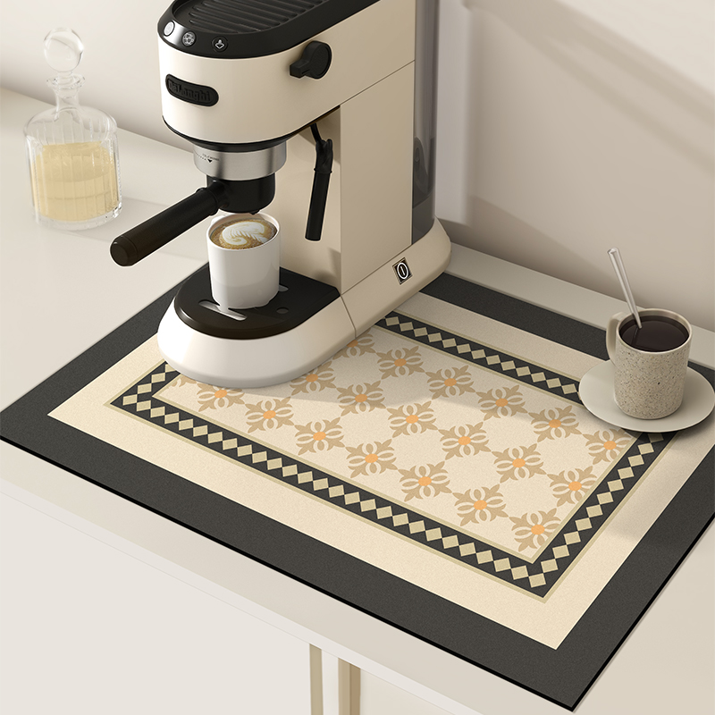 高级复古轻奢咖啡机厨房台u面沥水垫洗手台面吸水防滑垫隔热碗杯