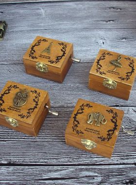 木制复古八音盒手摇式怀旧情侣天空之城音乐盒送T儿童男女生日礼