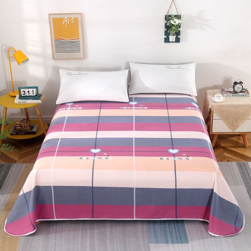 磨毛床单单件亲肤格子单双人学生宿舍简约可水洗床单1.5m.1.8米床