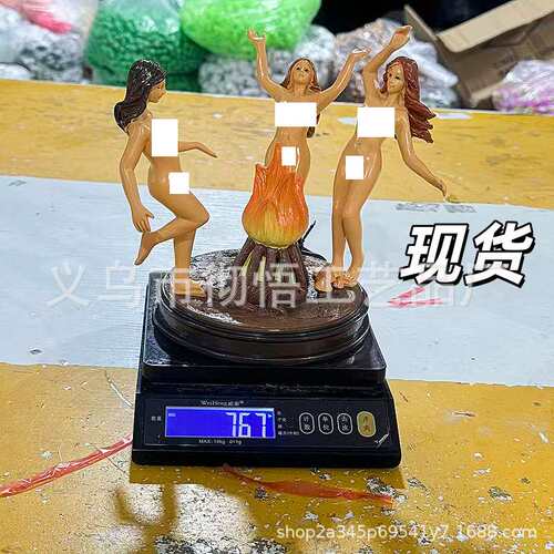 跨境新品Goddess Fire Dance Statue火舞女神缪斯雕塑灯雕像