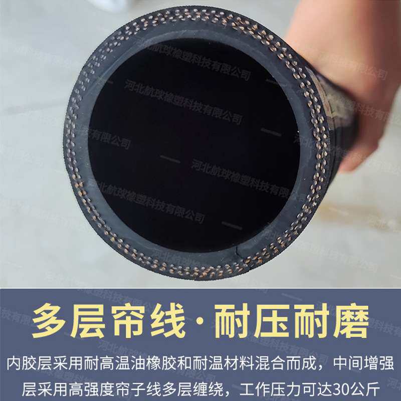 夹布橡胶管挖掘机导热油输油管矿用机械耐高温蒸汽管高压油管软管