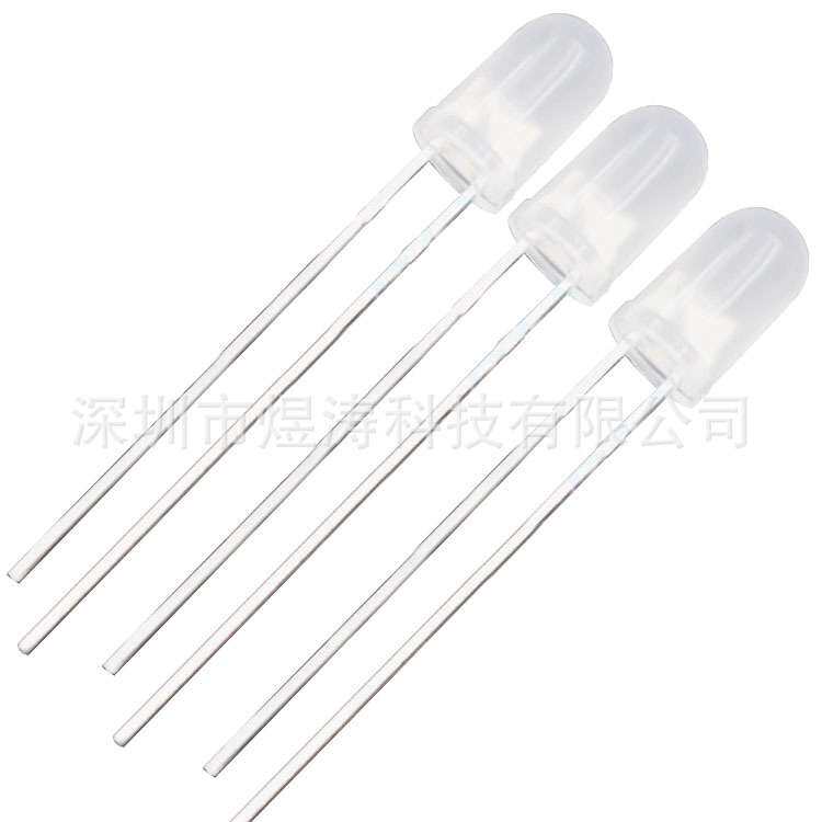 F5/5MM圆头二脚无极LED透明雾状直插灯珠高亮红绿红蓝红翠绿双色