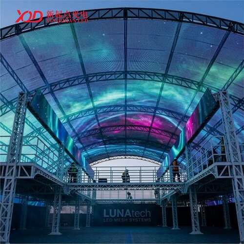 LED像素网格屏大楼外墙景观透明卷帘网格屏LED全彩外墙网格屏